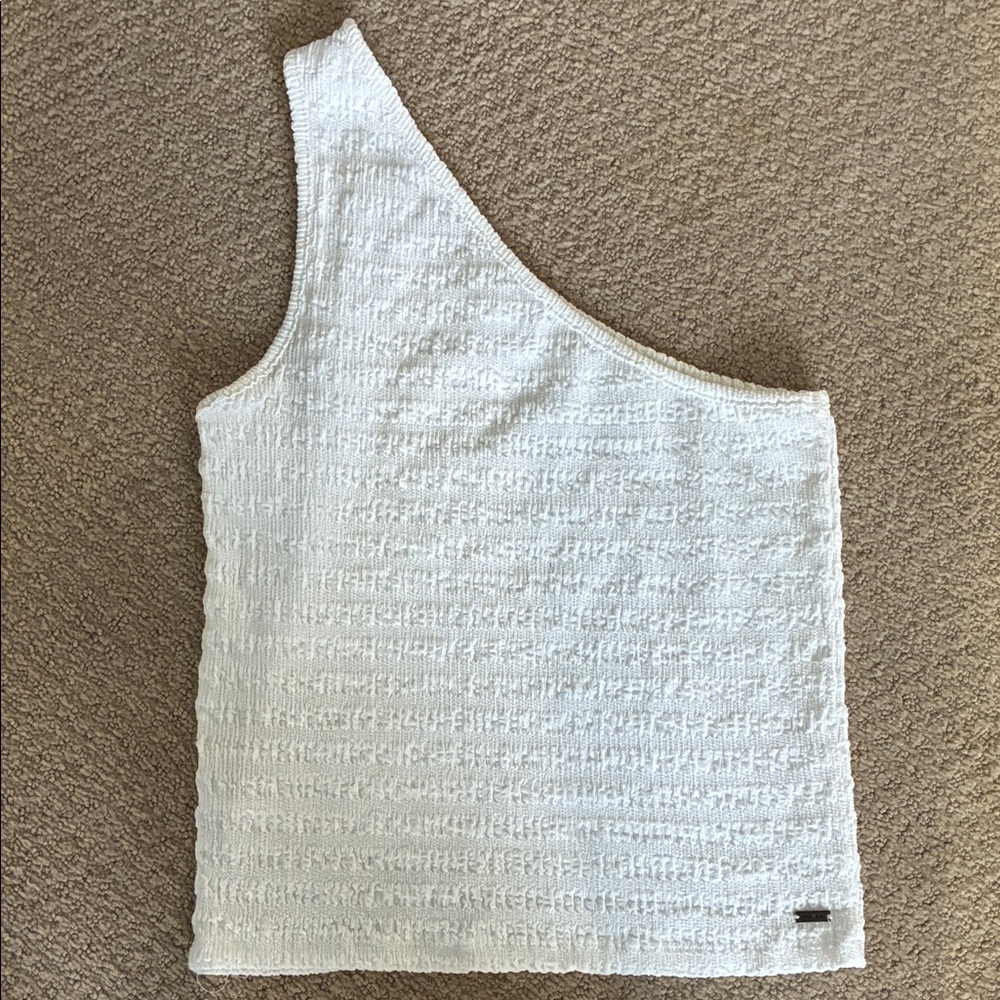 O’Neill women’s summer White One-Shoulder Textured Top size small